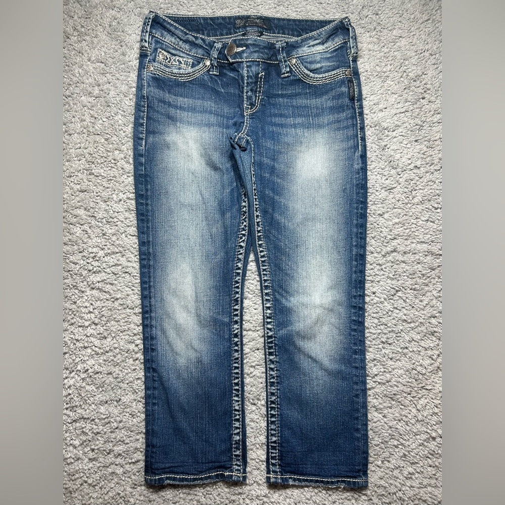 Silver Jeans Womens 29 Low Rise Capri Big Stitch Embroidered Pockets Casual